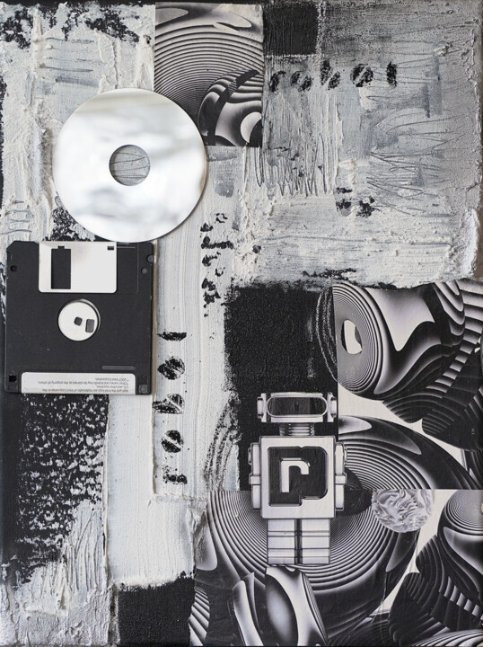 Collages titled "“Future in the past…" by Palirina, Original Artwork, Collages Mounted on Wood Stretcher frame