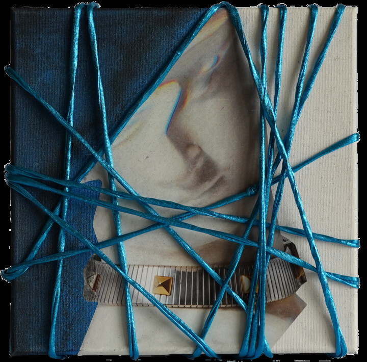 Painting titled "TechnoRenaissance-2" by Palirina, Original Artwork, Acrylic Mounted on Wood Stretcher frame