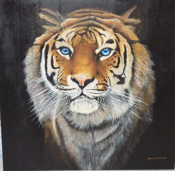 Painting titled "eyes-of-the-tiger.j…" by Dianor E. Gonzalez., Original Artwork, Oil