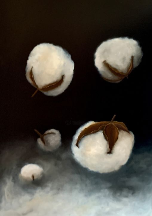 Pittura intitolato "Cotton sky clouds w…" da Kirill Parshenkov (Cyril Black), Opera d'arte originale, Olio Montato su Telaio…