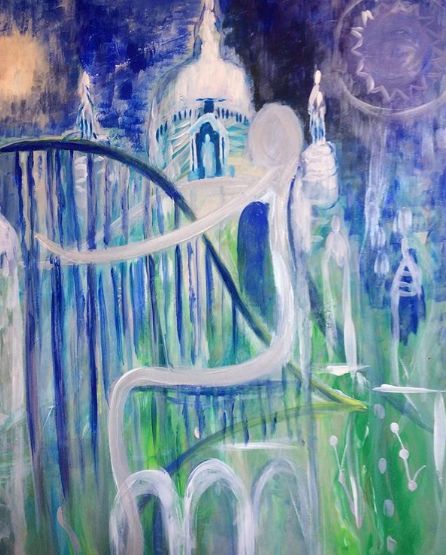Pintura intitulada "le harpiste de Mont…" por Pamela Gerard, Obras de arte originais, Acrílico