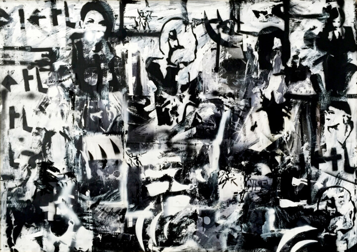 Pintura intitulada "Black and White : 4…" por Pamela Rys, Obras de arte originais, Acrílico