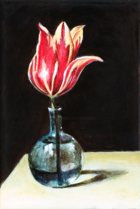 Painting titled "Tulip : 12" x 8" -…" by Pamela Rys, Original Artwork, Oil
