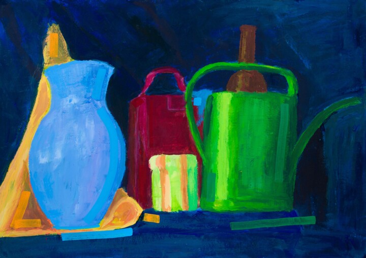 Painting titled "Still Life with a C…" by Pamela Rys, Original Artwork, Acrylic