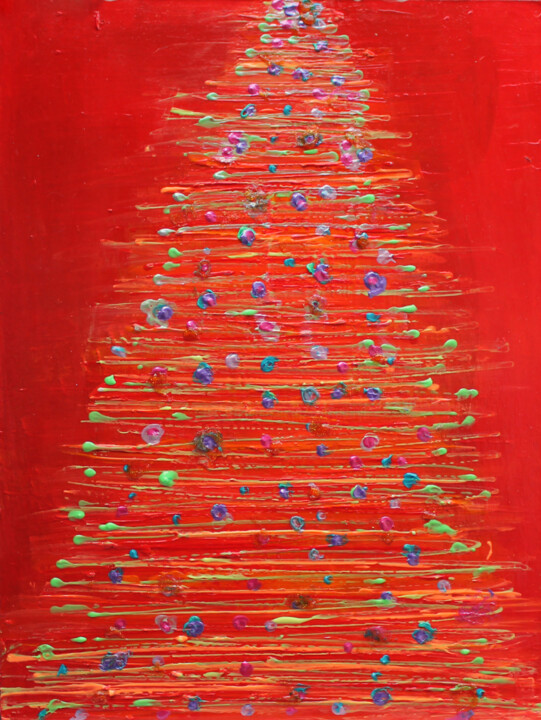 Painting titled "Christmas Tree : 11…" by Pamela Rys, Original Artwork, Acrylic