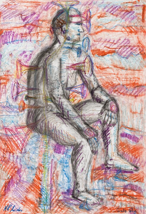 Drawing titled "The Energetic Body" by Pamela Rys, Original Artwork, Charcoal
