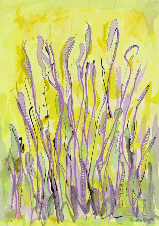 Dessin intitulée "Wild Flowers" par Pamela Rys, Œuvre d'art originale, Encre