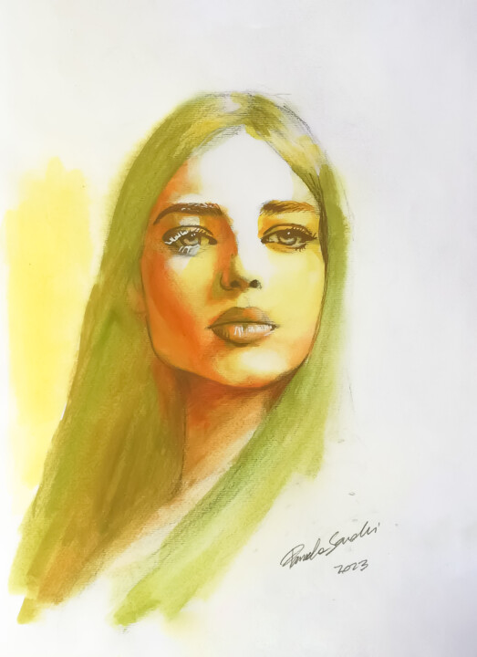 Painting titled "Luce" by Pamela Saralli, Original Artwork, Watercolor