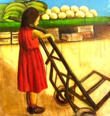 Pintura titulada "la niña de la yegua" por Pamela Contreras, Obra de arte original