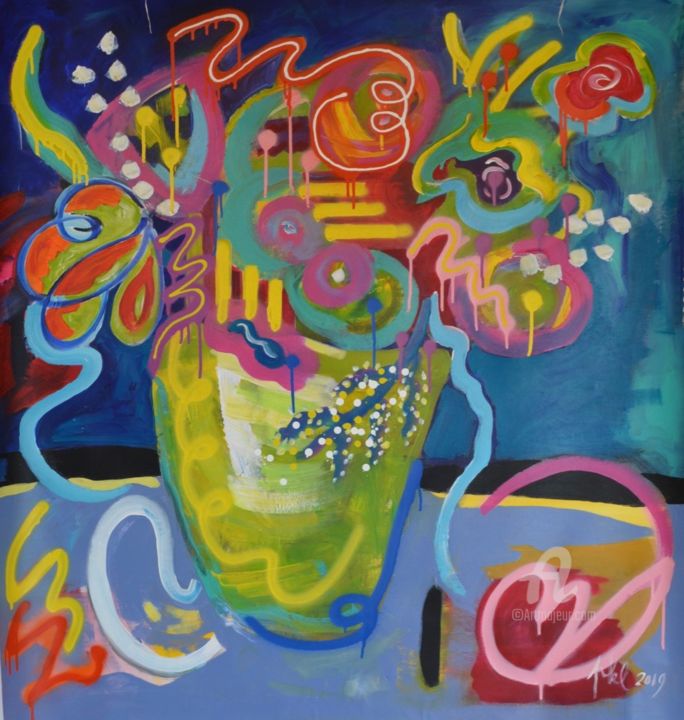Pittura intitolato "Sun in a Vase 3" da Pamela Kenny-Levick, Opera d'arte originale, Acrilico