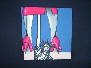 Art textile intitulée "Free ! !" par Pampouille, Œuvre d'art originale, Encre