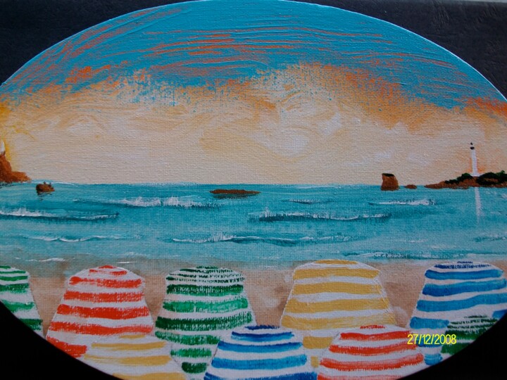 Peinture intitulée "à Biarritz." par Pampouille, Œuvre d'art originale, Acrylique Monté sur Châssis en bois