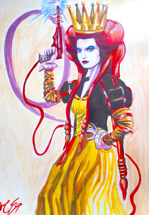 Painting titled "Killer Queen" by Panos Souleles, Original Artwork, Tempera