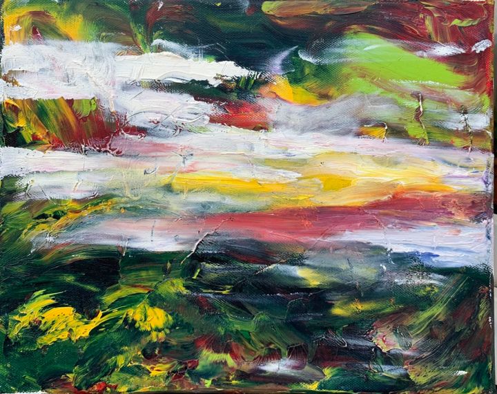 Painting titled "Lakes of passion" by Oleksandra Panfilova, Original Artwork, Oil