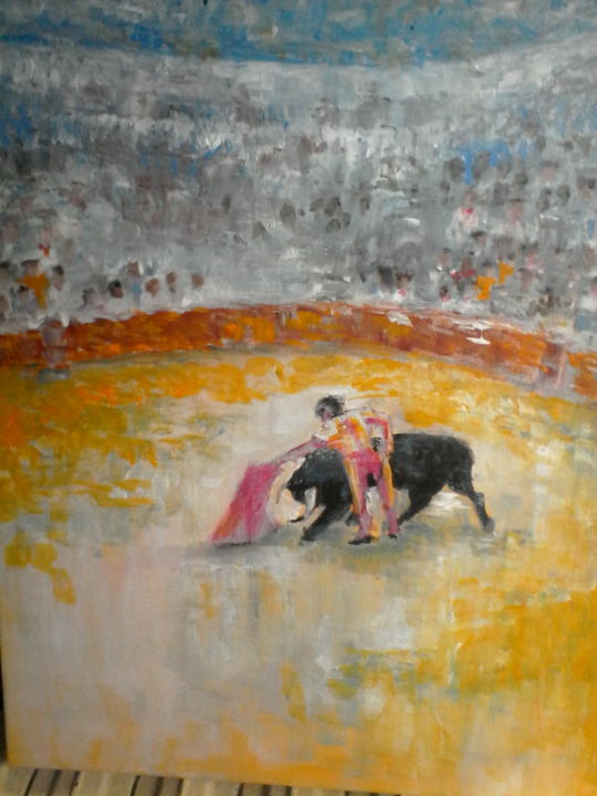 Painting titled "arène" by Panflot1, Original Artwork, Acrylic