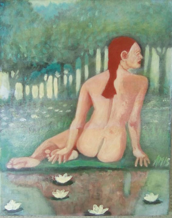 Painting titled "le reflet" by Panflot1, Original Artwork, Acrylic