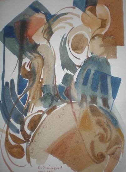 Картина под названием "Músicos" - Octavio Paniagua, Подлинное произведение искусства, Масло