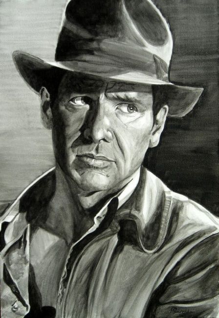 Painting titled "harrison ford" by David Panis, Original Artwork, Oil