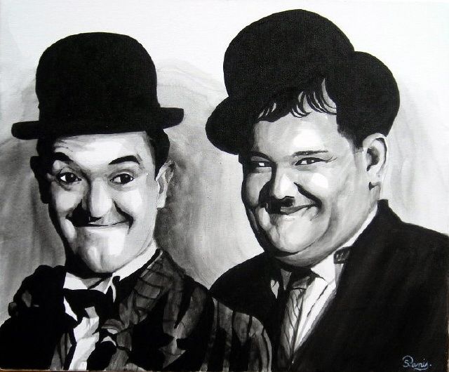 Картина под названием "laurel et hardy" - David Panis, Подлинное произведение искусства, Масло