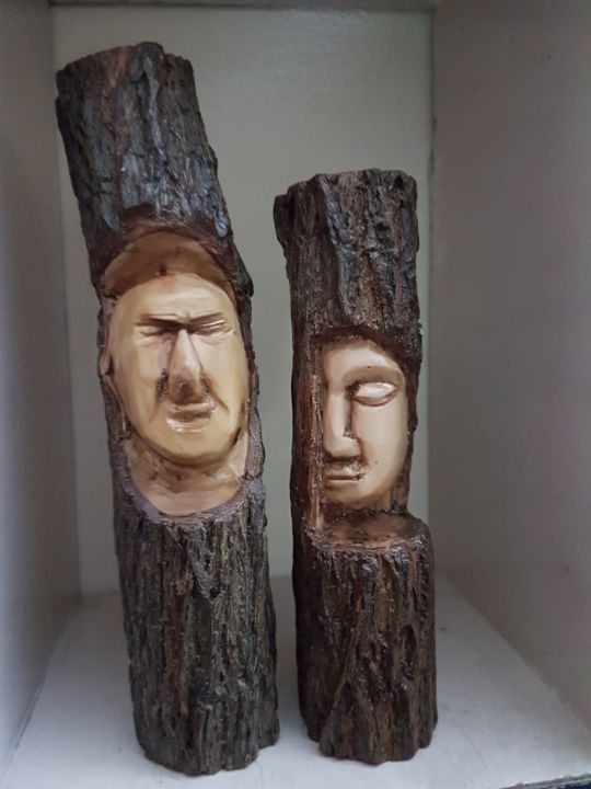 Sculpture intitulée "pair.jpg" par Pankaj Khare, Œuvre d'art originale, Bois