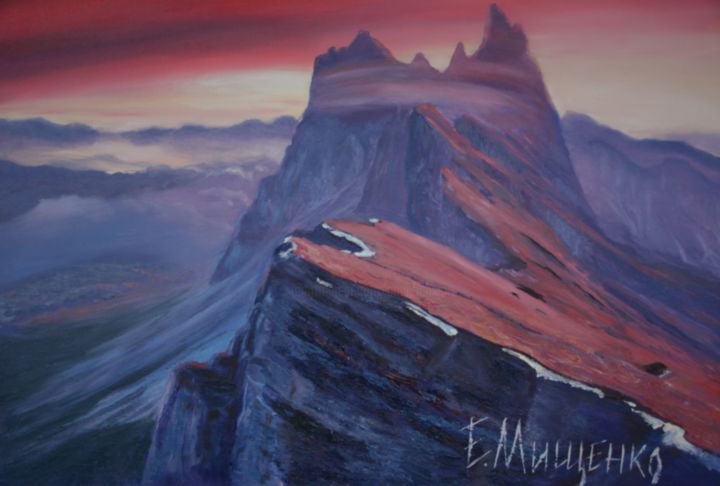 Painting titled "Alps, Canvas, oil" by Pannochki.Art, Original Artwork, Oil