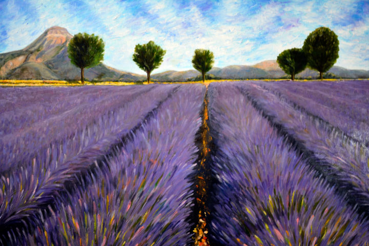 Painting titled "Lavender field.jpg" by Pannochki.Art, Original Artwork, Oil