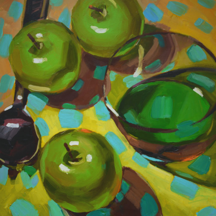 Painting titled "Apples" by Pannochki.Art, Original Artwork, Oil