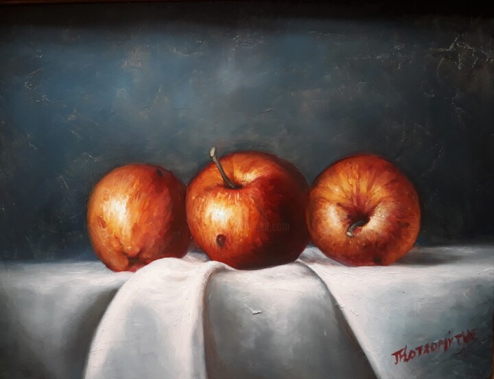 Schilderij getiteld "apples" door Panos Kotsomytis, Origineel Kunstwerk, Olie