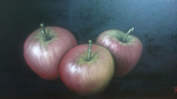 Peinture intitulée "Pommes" par Panos Kotsomytis, Œuvre d'art originale, Huile