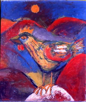 Painting titled "il gallo" by Pantoli Primo, Original Artwork