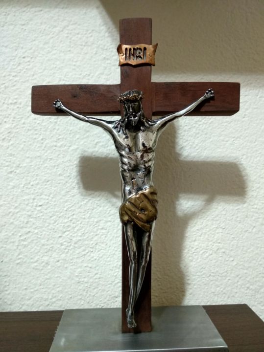 Escultura titulada "jesus-christ.jpg" por Macko, Obra de arte original, Metales