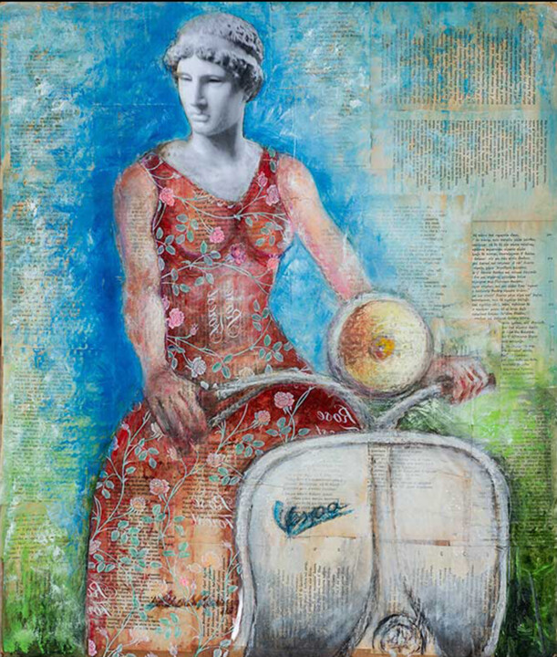 Painting titled "Libera Sapienza" by Paola Alviano Glaviano, Original Artwork, Oil Mounted on Wood Stretcher frame