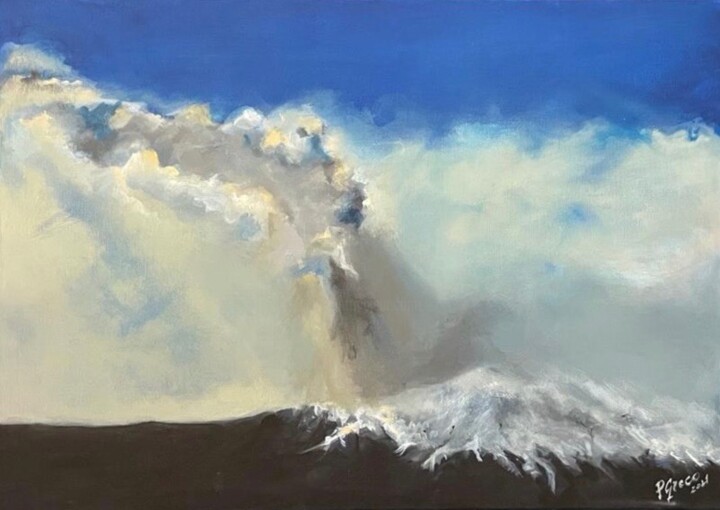 Pittura intitolato "Blu Etna" da Paola Greco, Opera d'arte originale, Acrilico