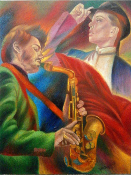 Pittura intitolato "FLAMENCO JAZZ" da Paola Imposimato, Opera d'arte originale, Olio