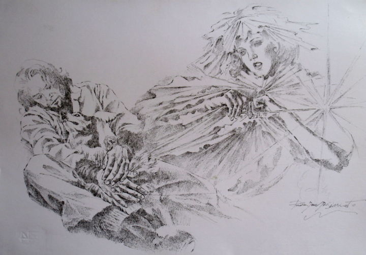 Drawing titled "THE HOMELESS MAN'S…" by Paola Imposimato, Original Artwork, Ink