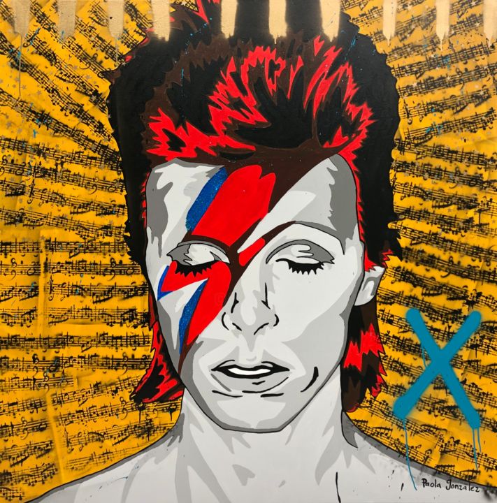 Pittura intitolato "DavidBowie.jpg" da Paola Gonzalez Art, Opera d'arte originale, Acrilico