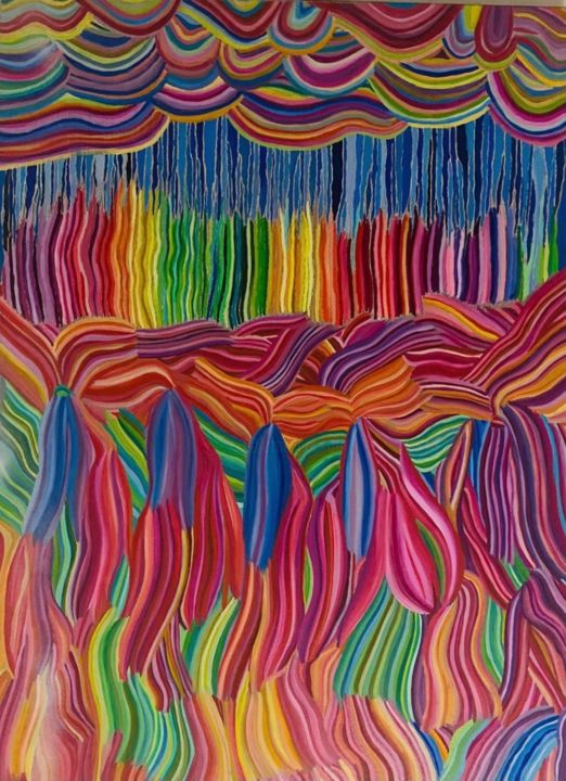 Painting titled "Garden" by Paola Orozco, Original Art, Oil