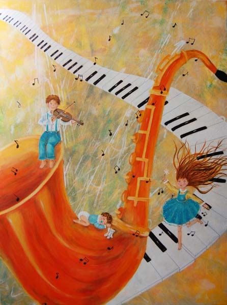 Pintura titulada "Música" por Paola Aragón Rocco, Obra de arte original, Oleo