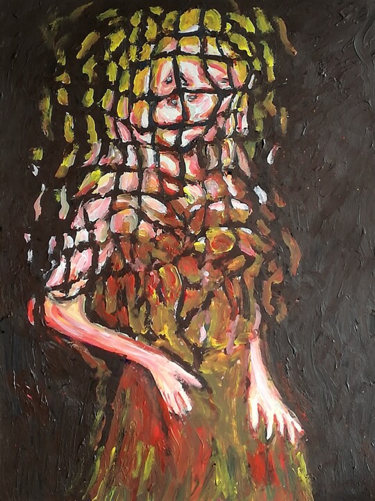 Painting titled "Figura femminile su…" by Paolo Avanzi, Original Artwork, Acrylic