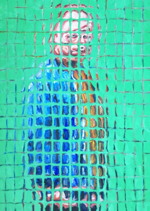 Pittura intitolato "Uomo in giacca blu…" da Paolo Avanzi, Opera d'arte originale, Acrilico