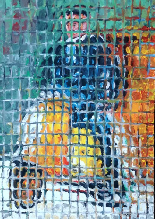 Malerei mit dem Titel "Uomo in vespa" von Paolo Avanzi, Original-Kunstwerk, Acryl