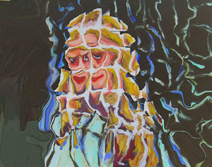 Pittura intitolato "Donna bionda su sfo…" da Paolo Avanzi, Opera d'arte originale, Acrilico
