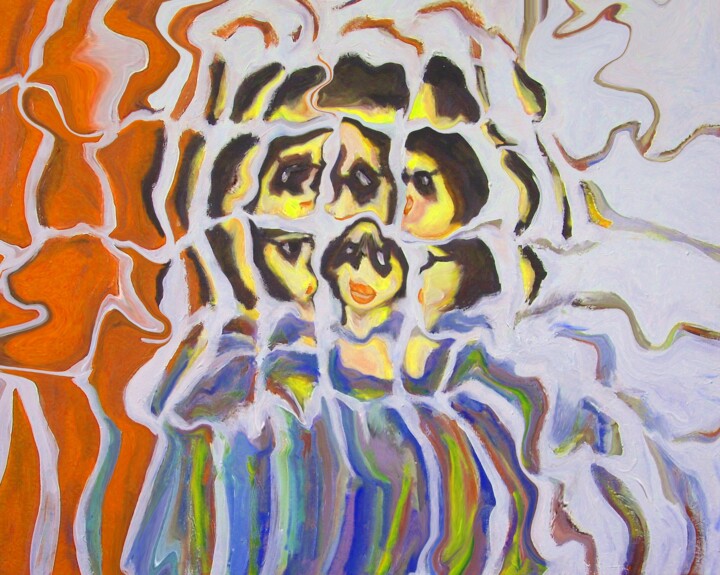 Malerei mit dem Titel "Figura di donna con…" von Paolo Avanzi, Original-Kunstwerk, Acryl