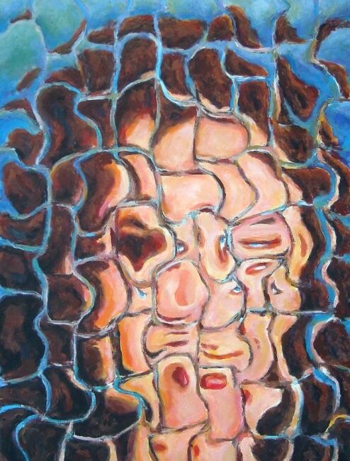 Painting titled "Donna Puzzle icona" by Paolo Avanzi, Original Artwork, Acrylic