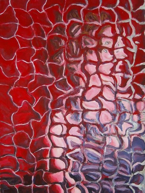 Pintura intitulada "Donna su fondo rosso" por Paolo Avanzi, Obras de arte originais