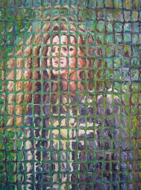 Painting titled "Donna ai margini de…" by Paolo Avanzi, Original Artwork, Acrylic