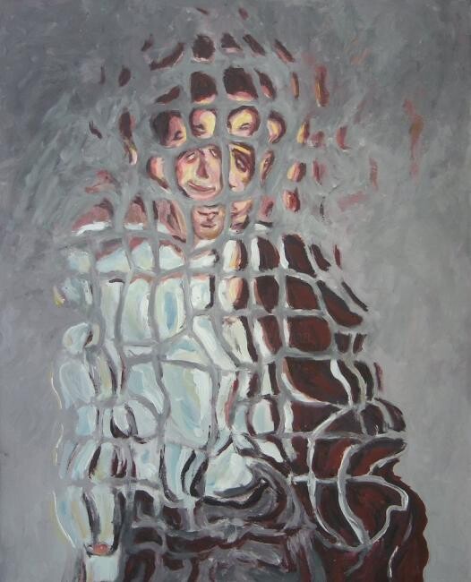 Malerei mit dem Titel "Uomo con mantello" von Paolo Avanzi, Original-Kunstwerk, Acryl