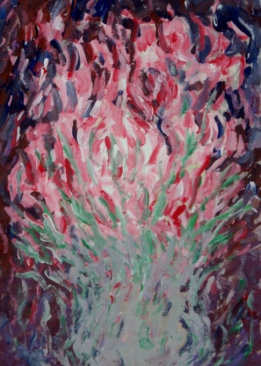 Painting titled "Studio di fiori" by Paolo Avanzi, Original Artwork, Oil