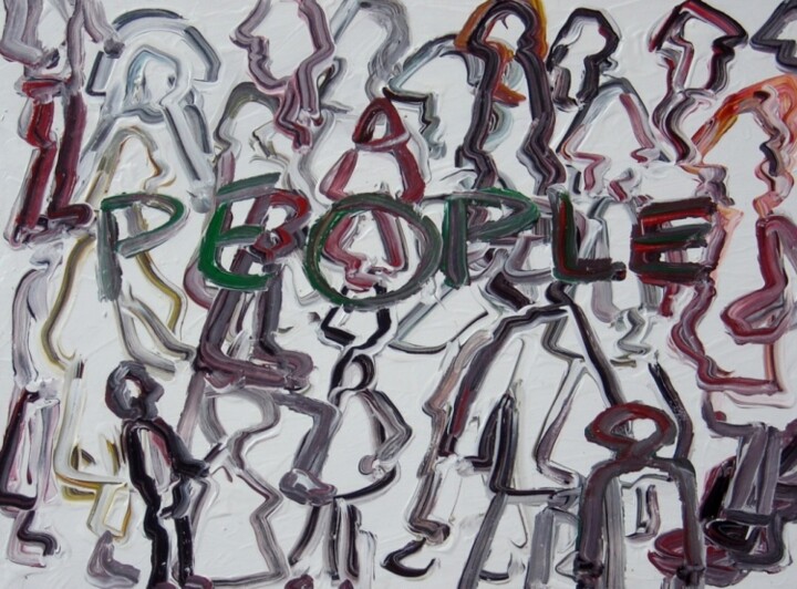 Painting titled "People" by Paolo Avanzi, Original Artwork, Oil