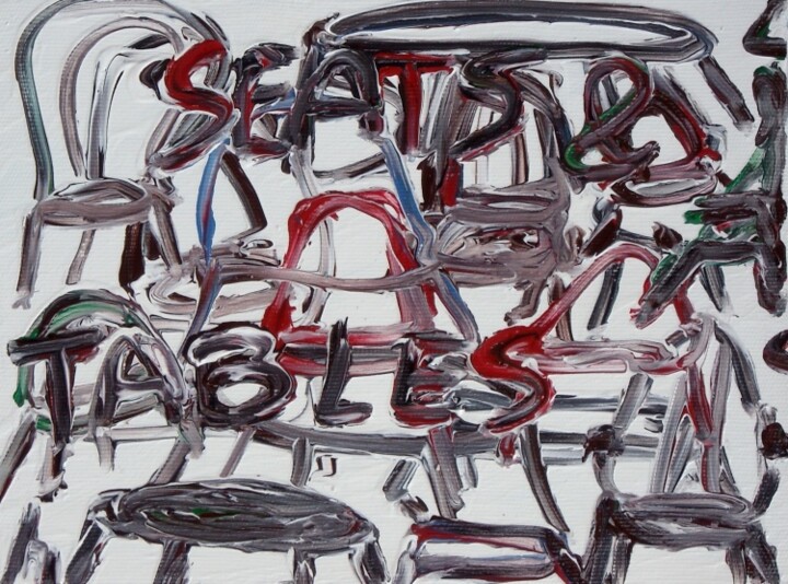 Malerei mit dem Titel "Seats & tables" von Paolo Avanzi, Original-Kunstwerk, Öl